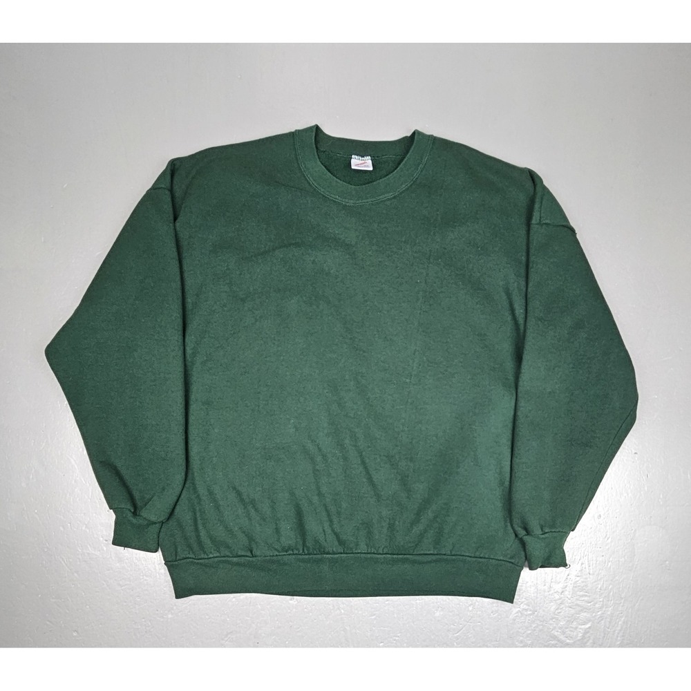 Vintage Jerzees Sweatshirt Mens 3XL Blank Green Made‎ in USA Crewneck Pullover
